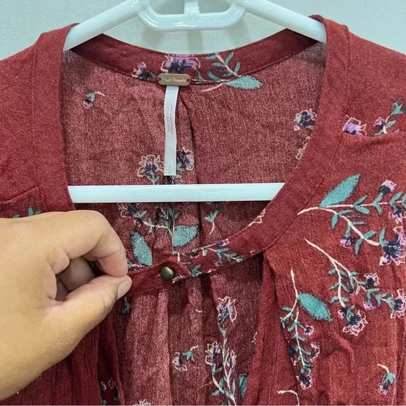 Free People Tree Swing Crimson Floral Sleeveless Tunic Top Size s - Picture 6 of 9